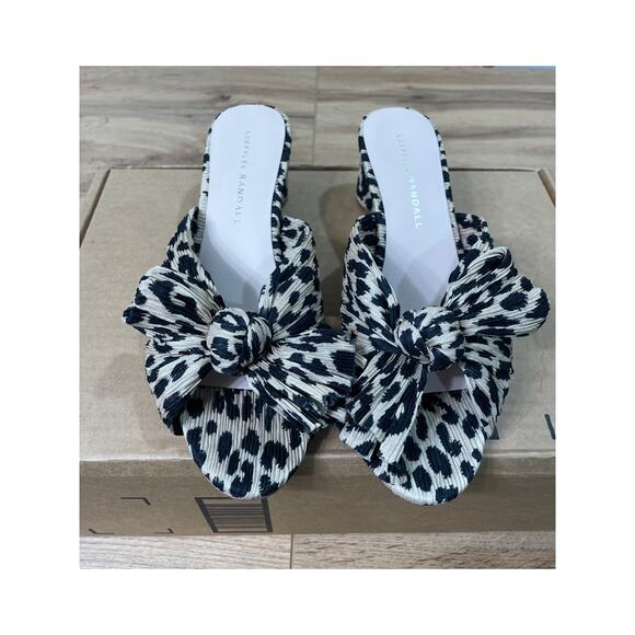 Loeffler Randall Emilia Knot Sandal Leopard Lamé Fabric Size 6.5 NWOB Chic Style - Picture 5 of 12